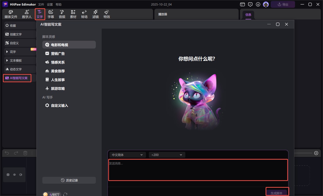 edimakor AI 劇本/影片生成器