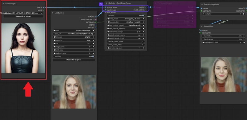 ComfyUI Reactor換臉 載入來源圖片與目標圖