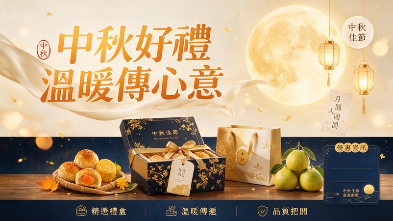 中秋節電商促銷祝福圖，適合購物網站與社群行銷