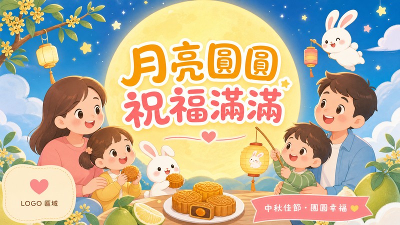 親子教育品牌中秋節祝福圖，適合補教與幼兒園社群