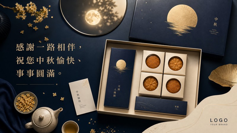 中秋禮盒送禮祝福圖，適合品牌社群與客戶問候