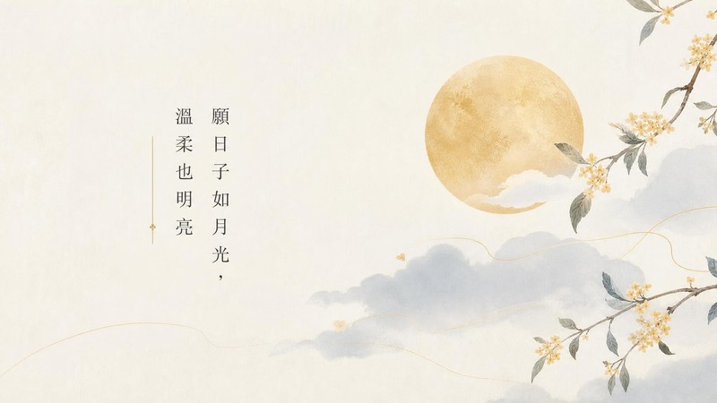 文青極簡月光中秋節祝福圖