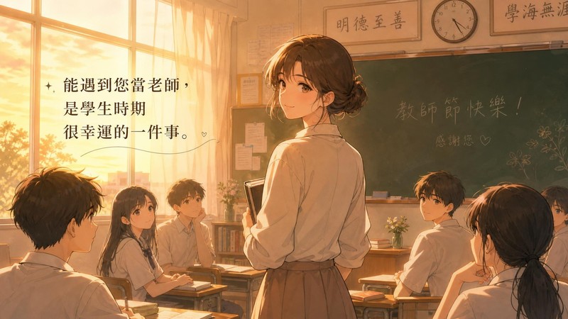 日系青春動畫風教師節快樂圖片