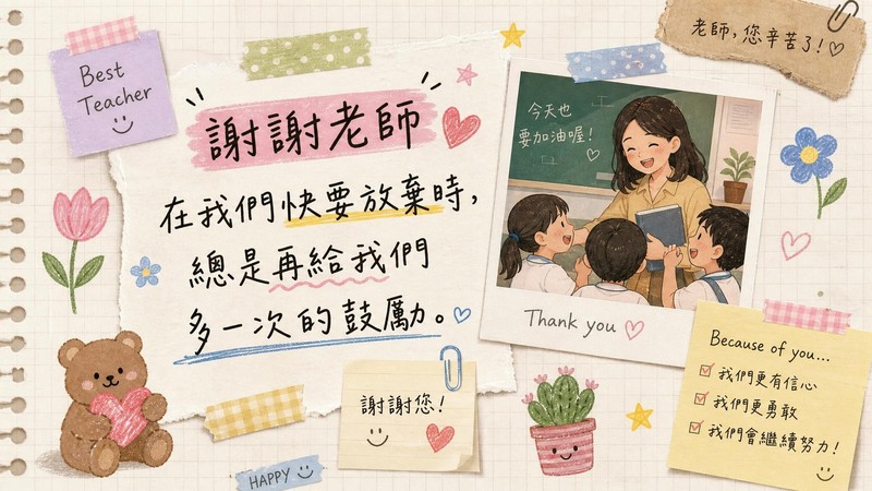 便條紙手帳風教師節圖片