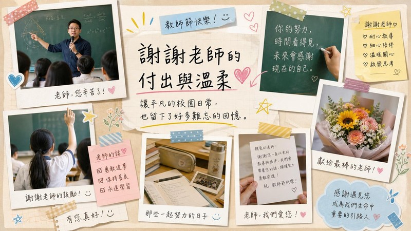 拍立得拼貼風教師節圖片
