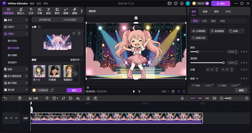 Edimakor 轉換 Q 版人物圖片風格的結果