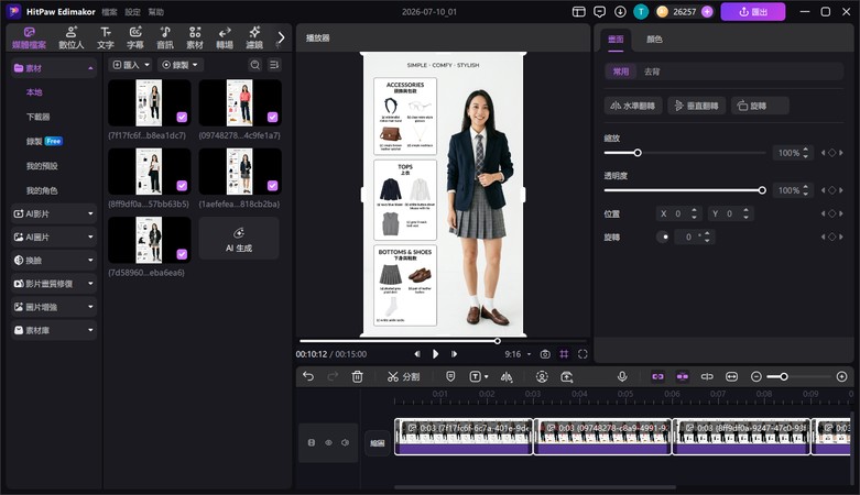在 Edimakor 將照片素材放到時間軸