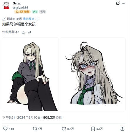 繪師 Grizz 的女性版馬份創作