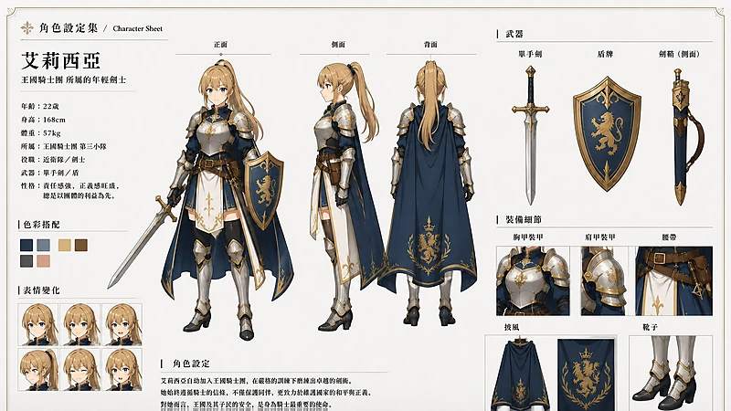 戰士風格角色立繪與裝備設定