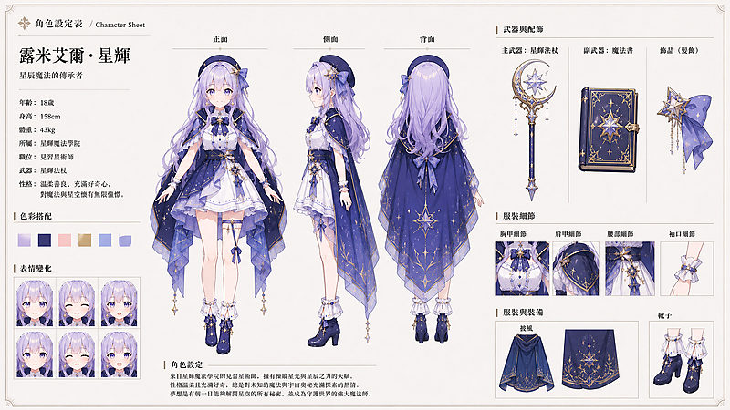 女性角色的表情變化與全身設計