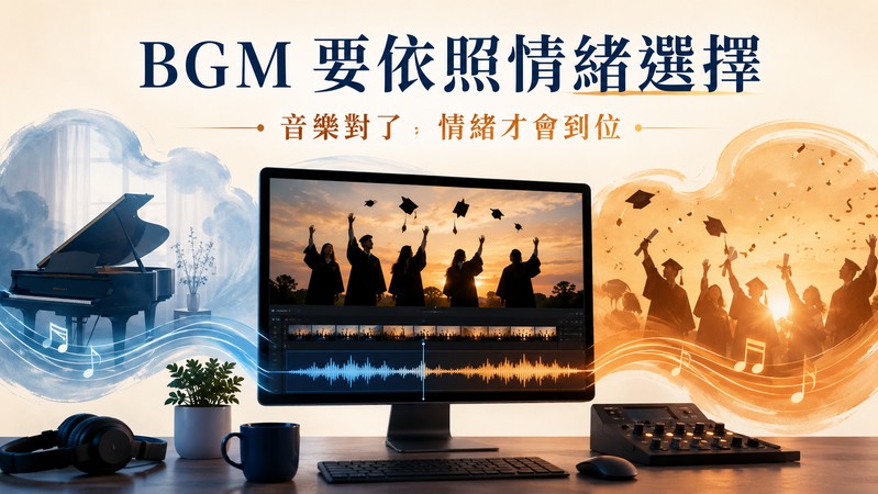BGM 編輯畫面中顯示音訊波形的音軌狀態