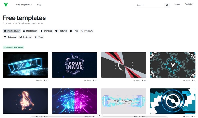 Velosofy 免費 YouTube Intro 片頭模板列表