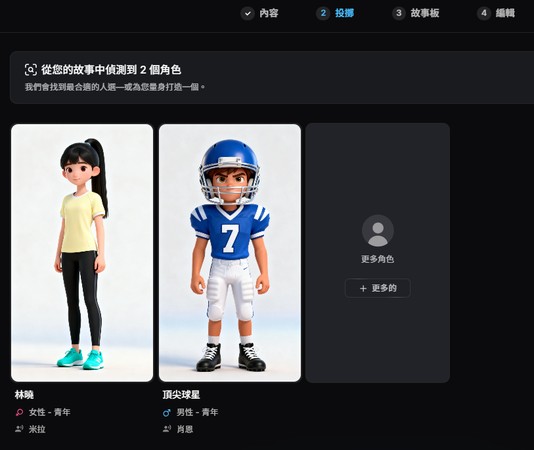 MagicLight AI 顯示角色候選清單