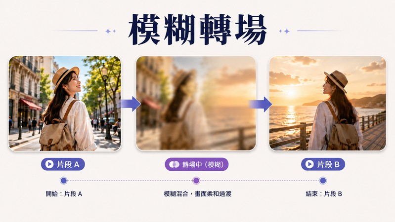 模糊拉焦轉場效果示意