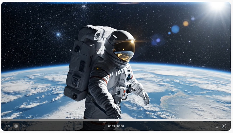 Adobe Firefly 生成太空人影片預覽效果