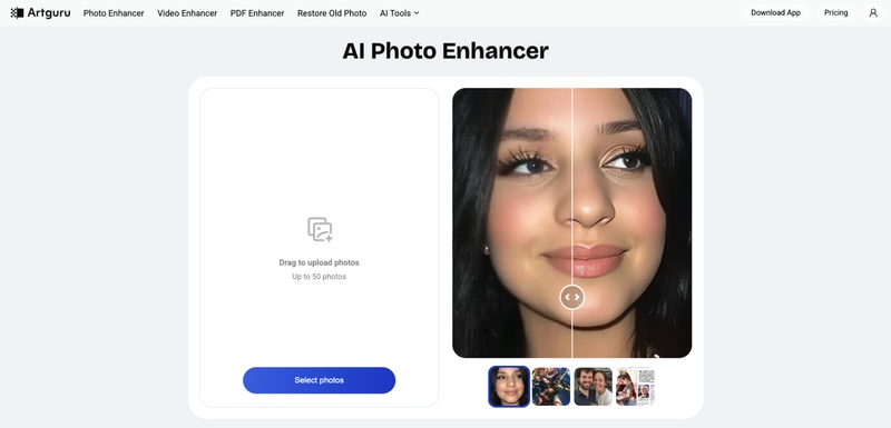 Artguru 線上應用程式快速修復模糊照片與畫質優化
