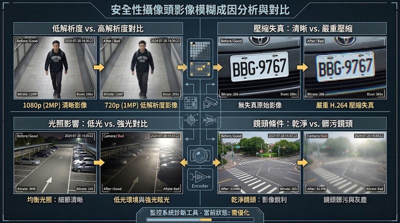 監視器畫面模糊原因示意