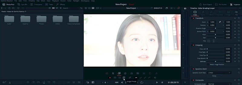 DaVinci Resolve 調色頁面進行影片曝光過度修復操作