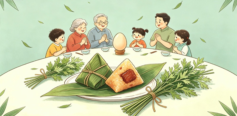 溫馨家庭風端午節祝福圖設計