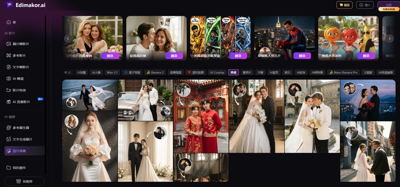 Edimakor Web 版 AI 婚紗照