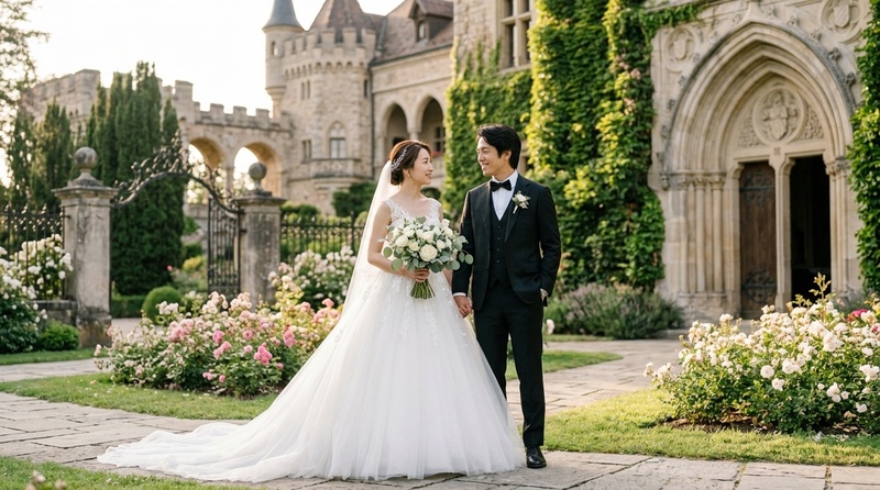 歐式城堡 AI 婚紗照