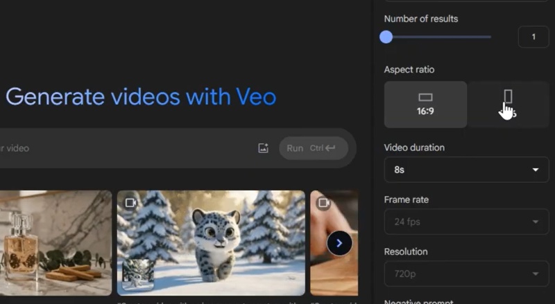 Google AI Studio 設定影片比例與長度