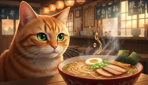 AI 貓咪吃麵