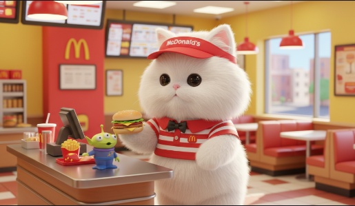 AI 貓咪在麥當勞打工