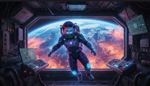 AI 貓咪在太空