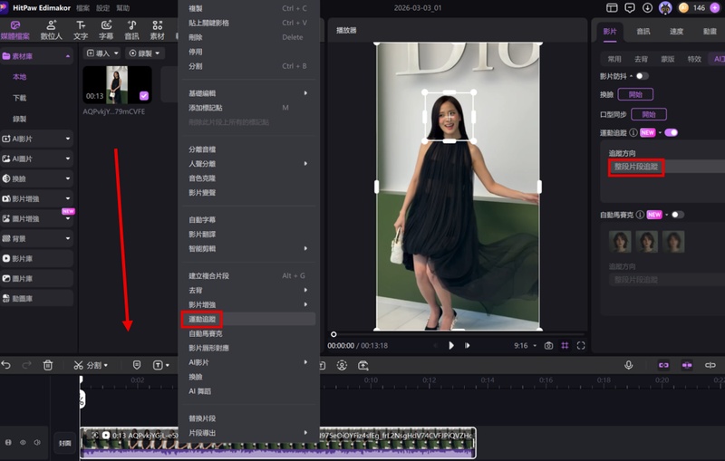 影片遮臉動態追蹤設定