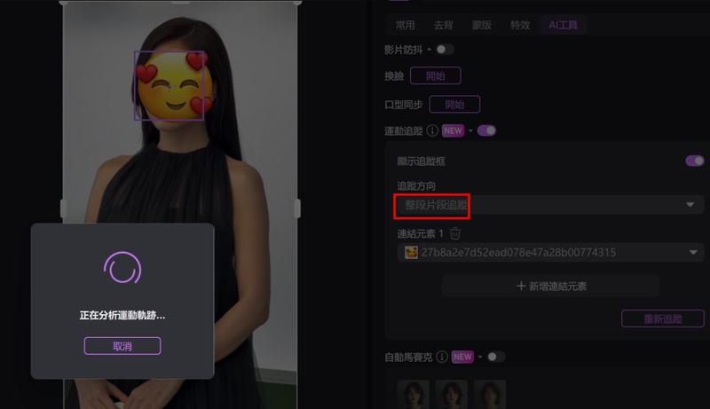 影片追蹤貼圖遮臉效果