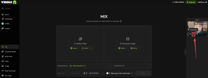 Viggle AI 下載迷因影片