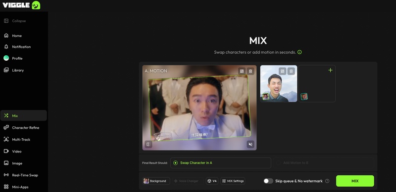 Viggle AI 套用迷因動作