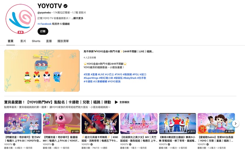YOYOTV 唱跳互動幼兒英文卡通推薦