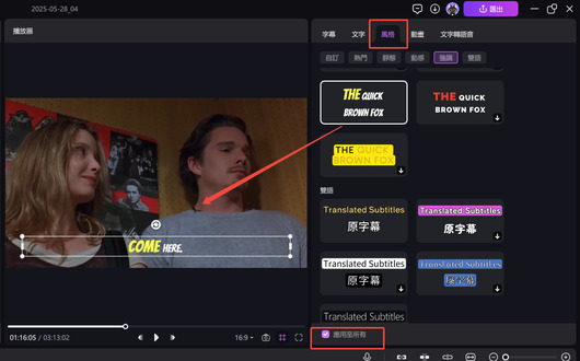 hitpaw edimakor 自動字幕翻譯器 - 自訂字幕預設