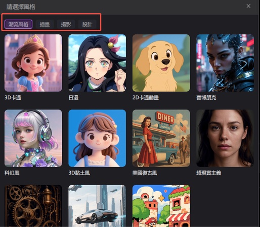 ai 文字生成圖片風格庫
