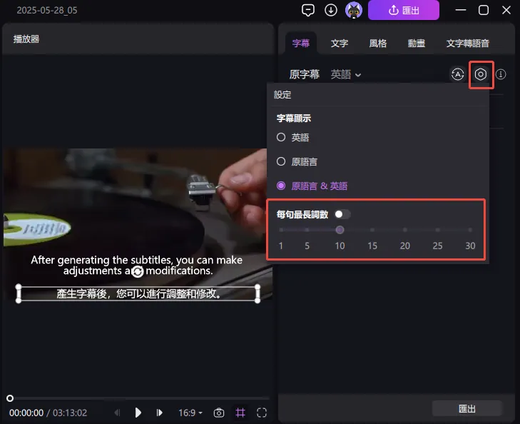 hitpaw edimakor 自動字幕 - 自訂字幕