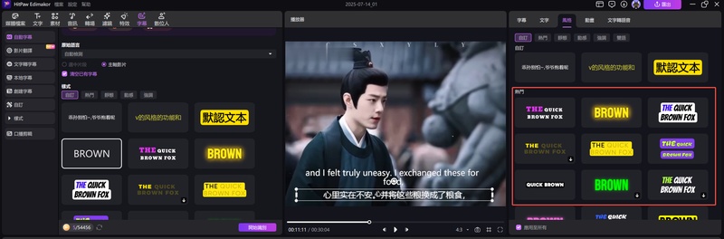 在 HitPaw Edimakor 預覽帶字幕影片示意圖